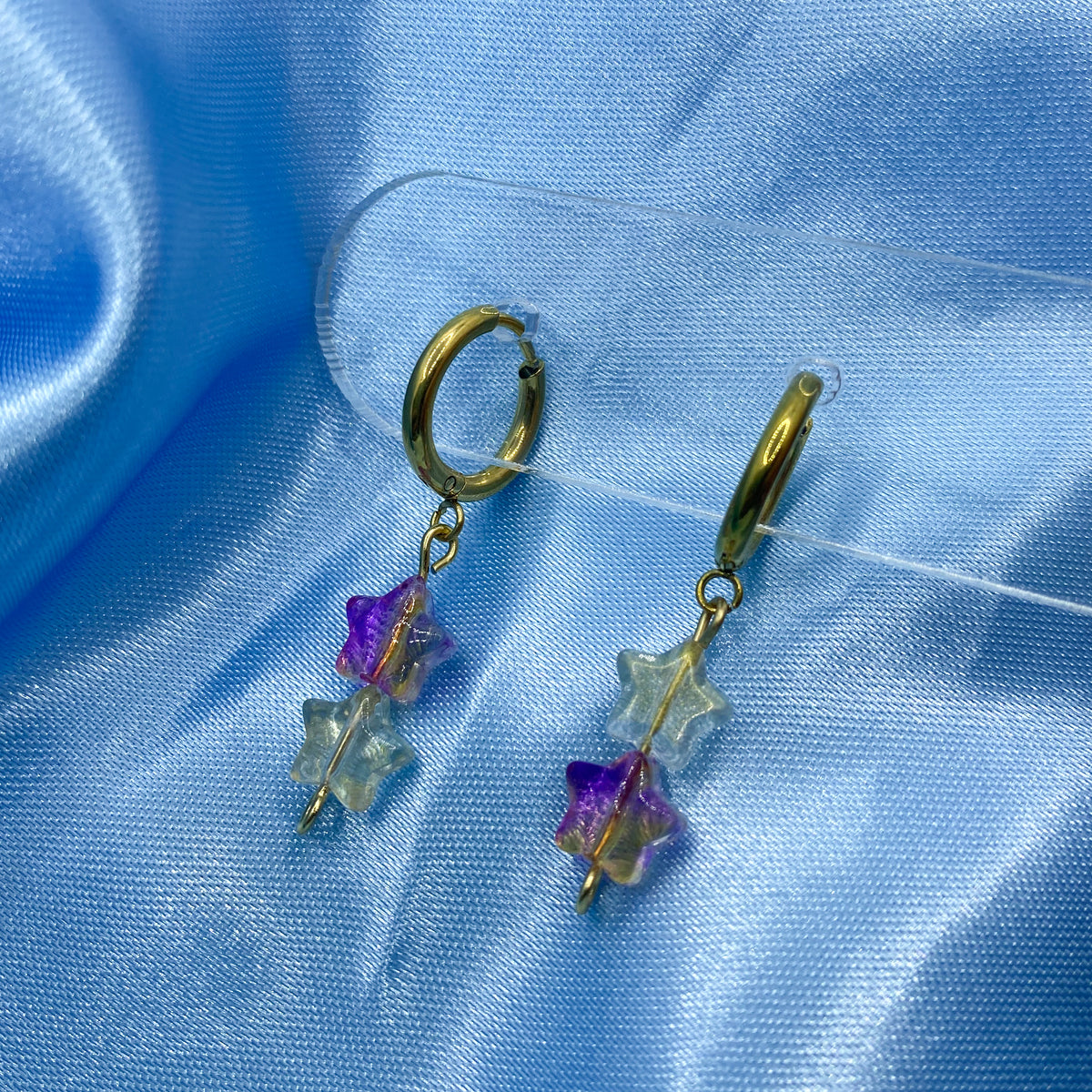 Glass Star Hoop Earrings