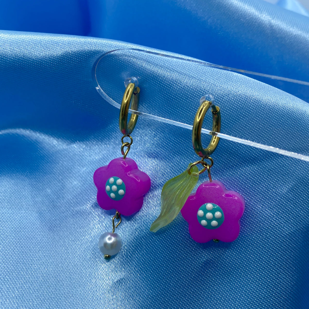 Flower Hoop Earrings - 2 designs