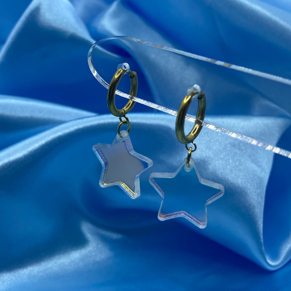 Iridescent Star Hoop Earrings