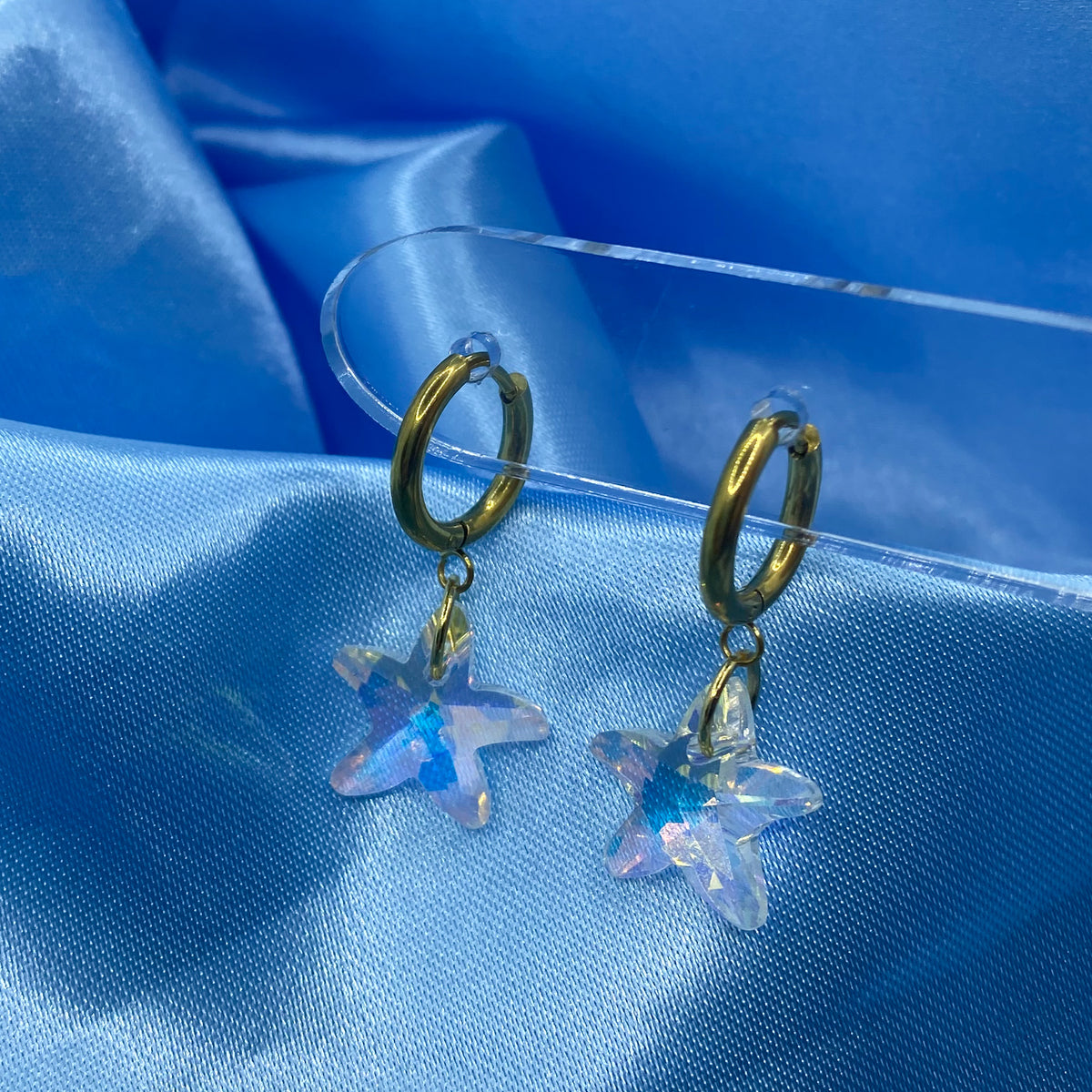Crystal Star Hoop Earrings