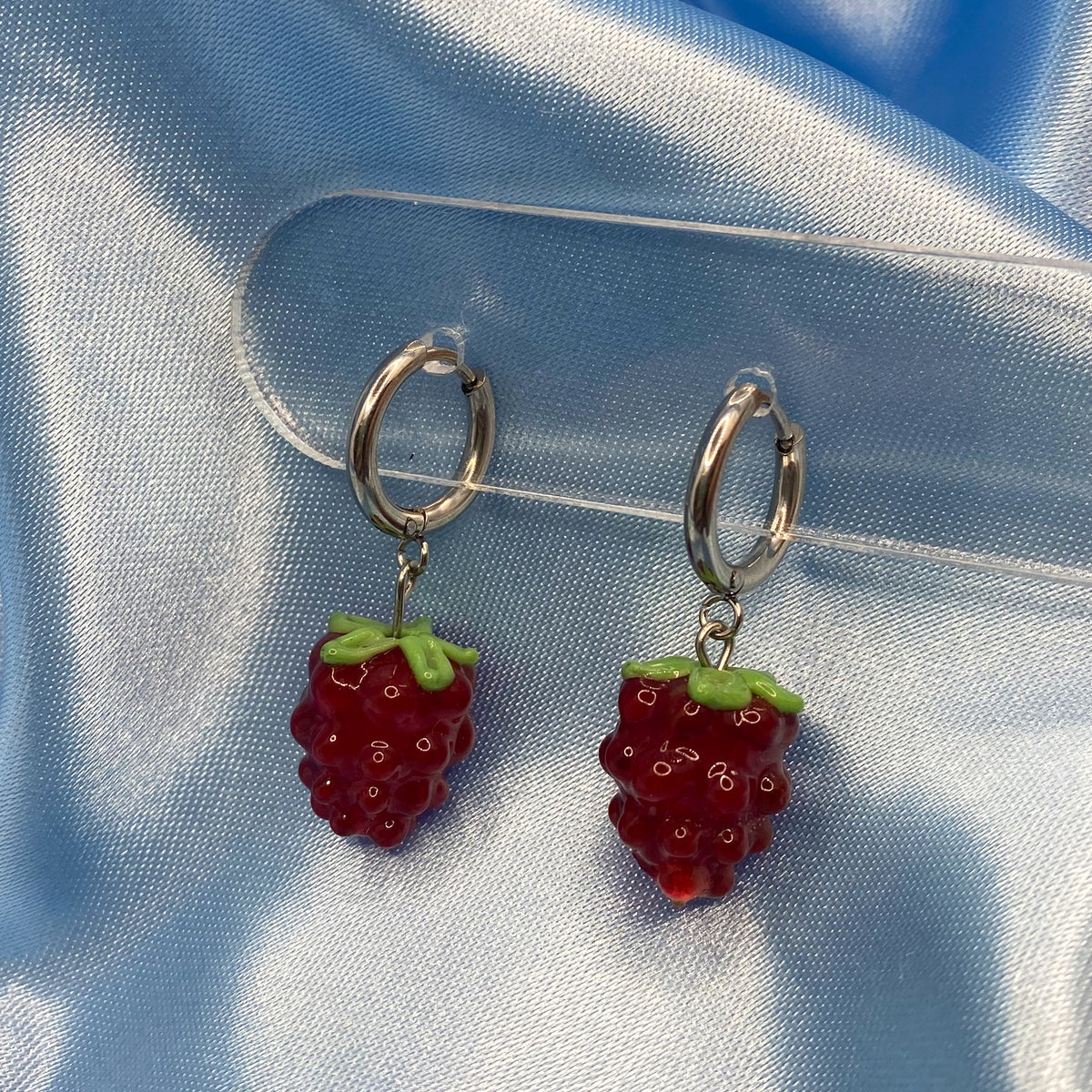 Glass Raspberry Hoop Earrings
