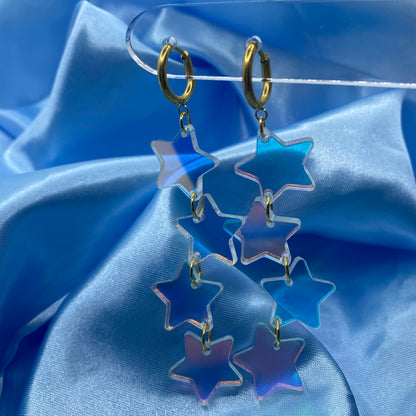 Iridescent Star Dangle Hoops