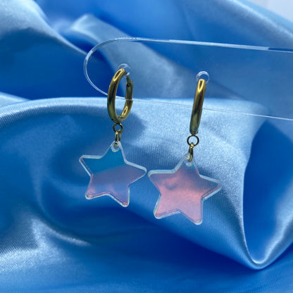 Iridescent Star Hoop Earrings