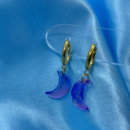 Purple Moon Hoop Earrings