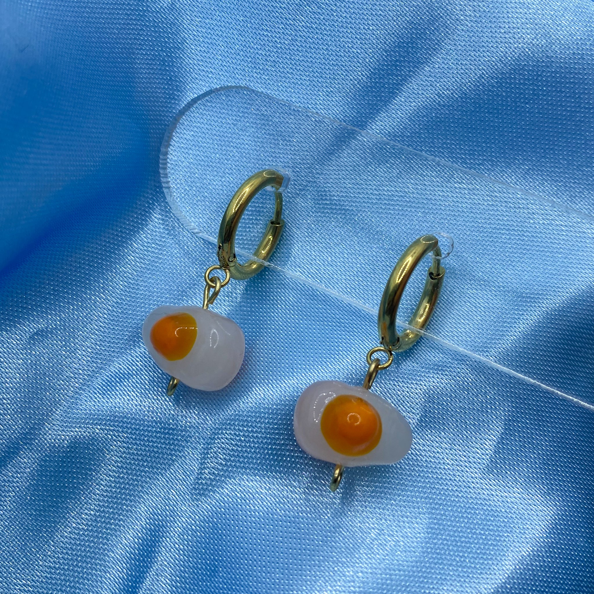 Glass Egg Hoop Earrings