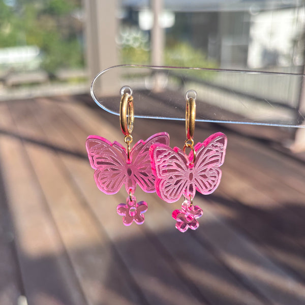 Rose Butterfly Earrings