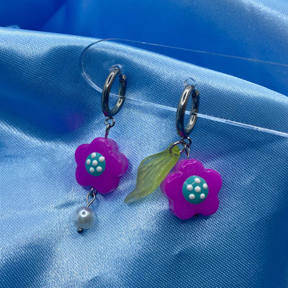 Flower Hoop Earrings - 2 designs