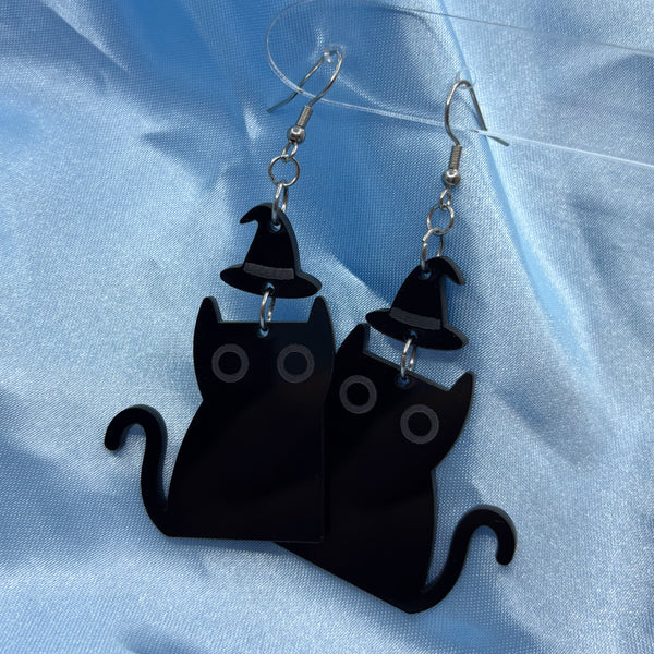 Halloween Cat Witch Earrings