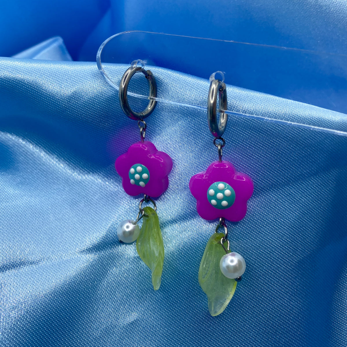 Flower Hoop Earrings - 2 designs