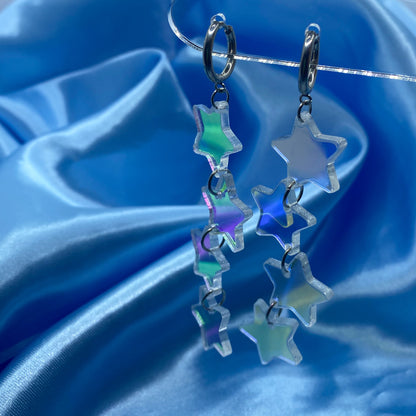 Iridescent Star Dangle Hoops