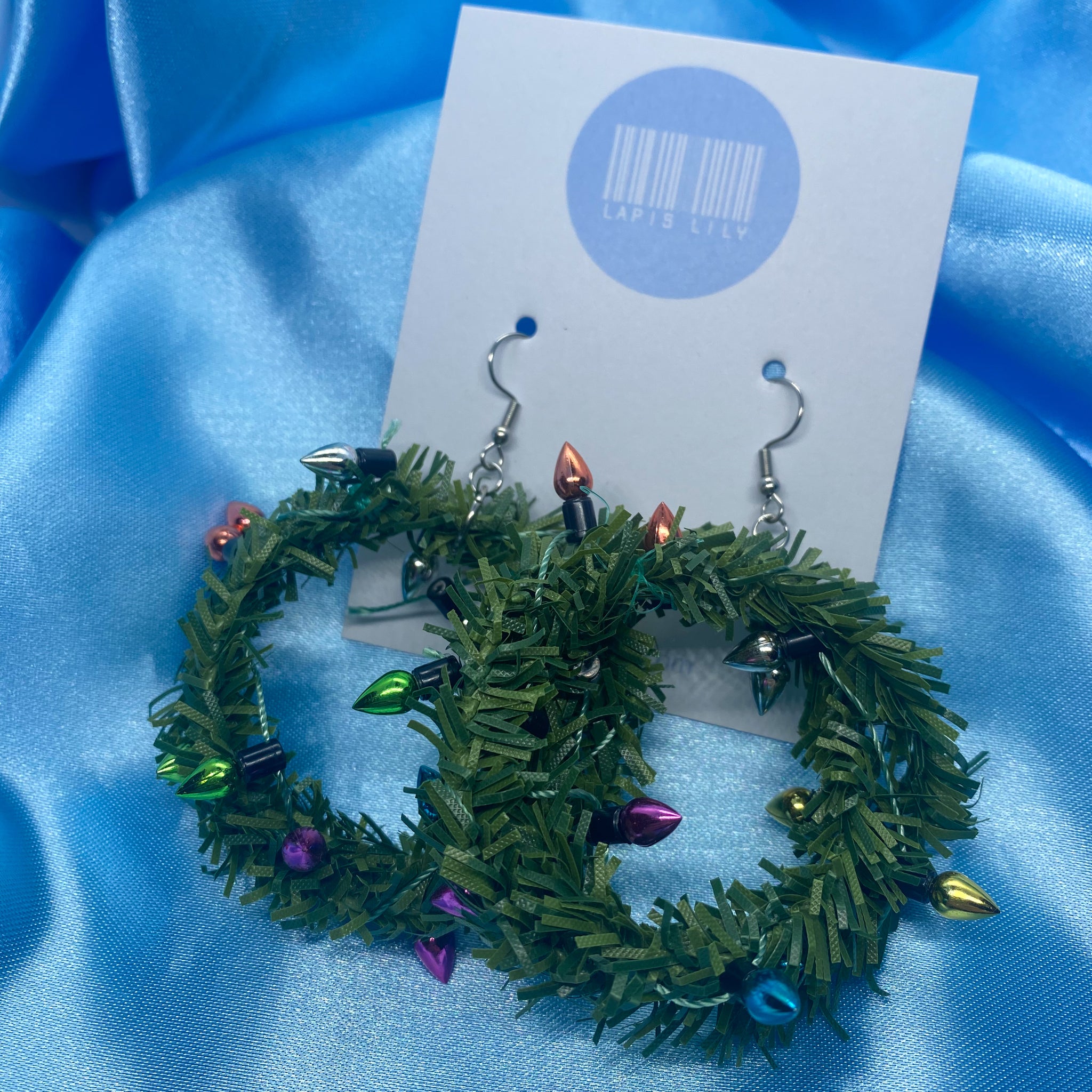 Christmas Tinsel Wreath Earrings
