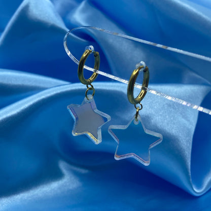 Iridescent Star Hoop Earrings