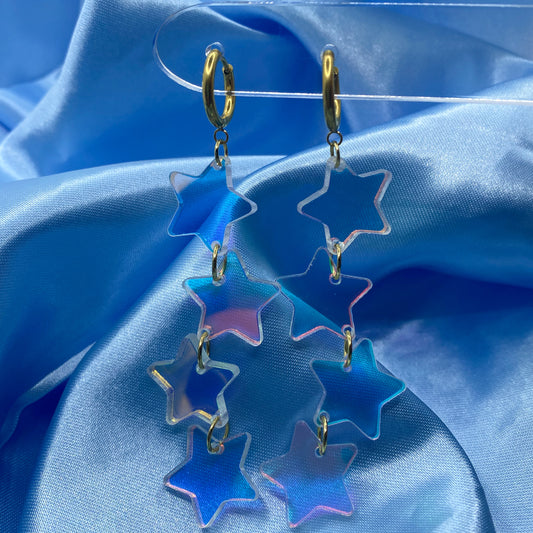 Iridescent Star Dangle Hoops