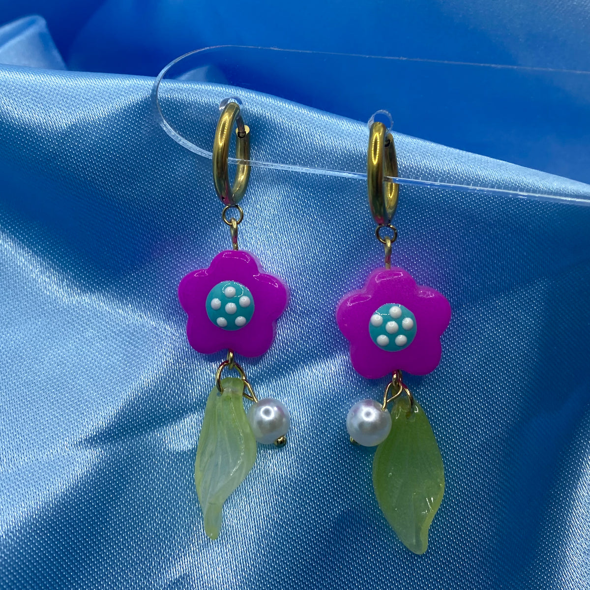 Flower Hoop Earrings - 2 designs