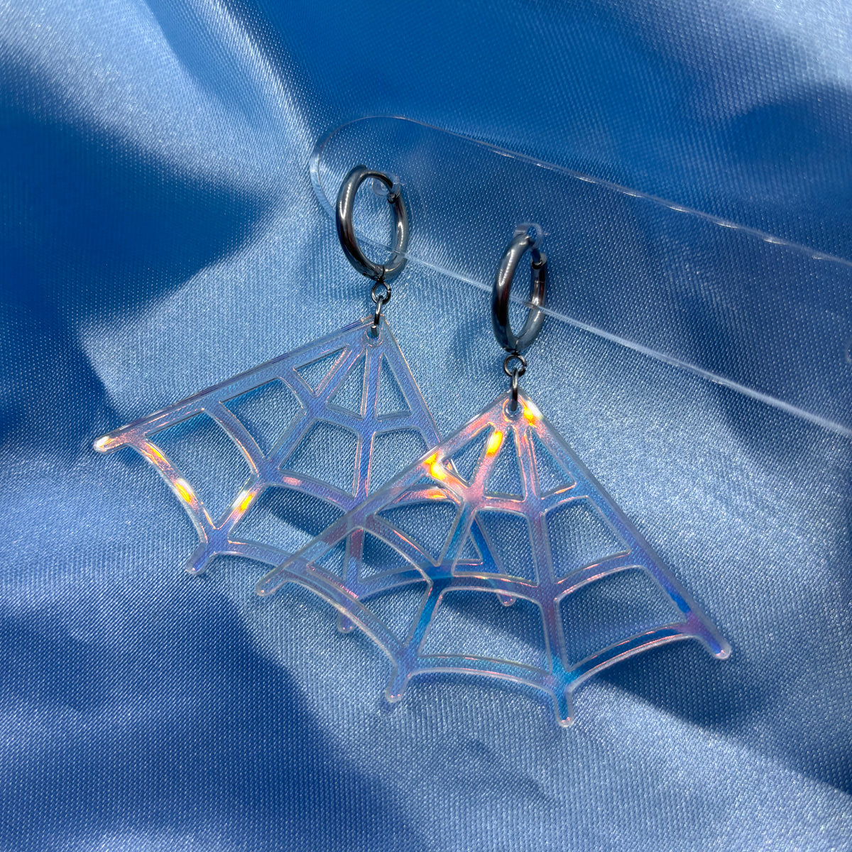 Halloween Iridescent Web Earrings