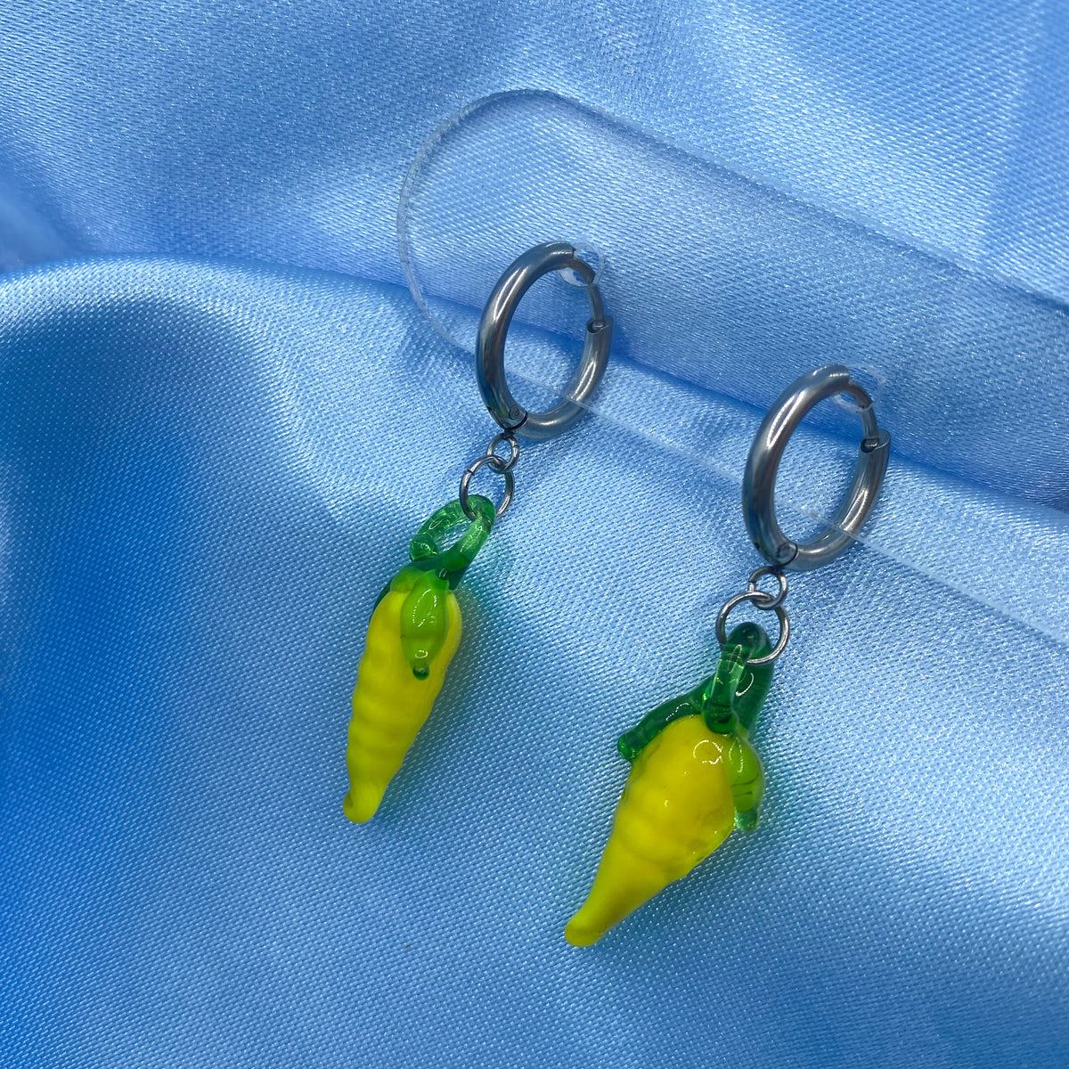 Glass Corn Hoop Earrings – Lapis Lily