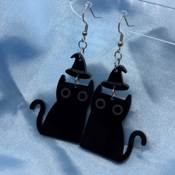Halloween Cat Witch Earrings