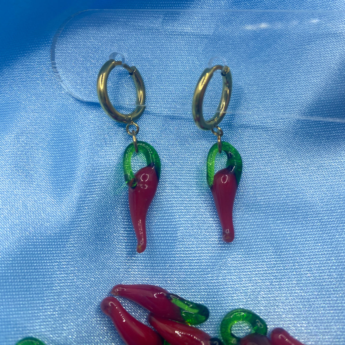 Glass Chilli Hoop Earrings