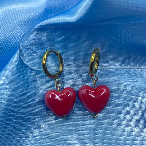 Ceramic Heart Hoop Earrings