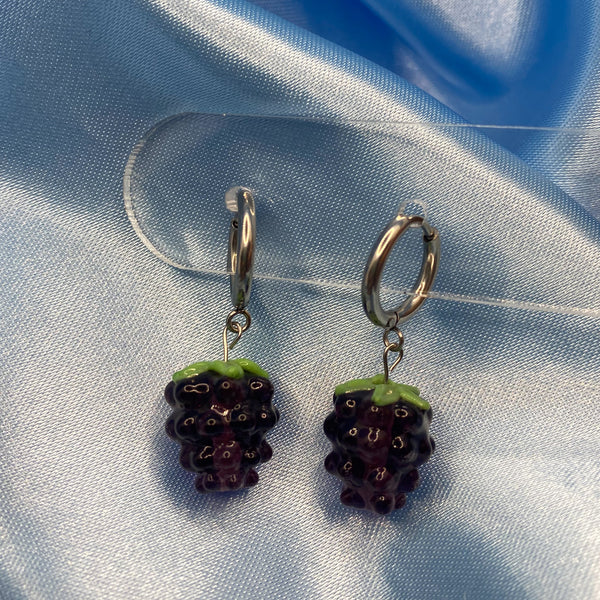 Glass Blackberry Hoop Earrings
