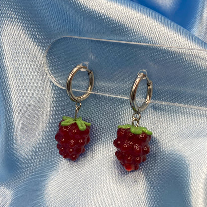 Glass Raspberry Hoop Earrings