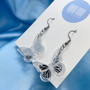 Mirror Butterfly Earrings - Silver