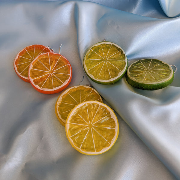 Citrus Slice Earrings - Lime Green