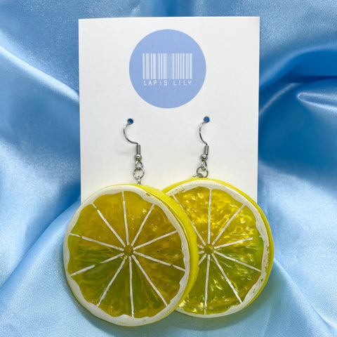 Citrus Slice Earrings - Lemon Yellow