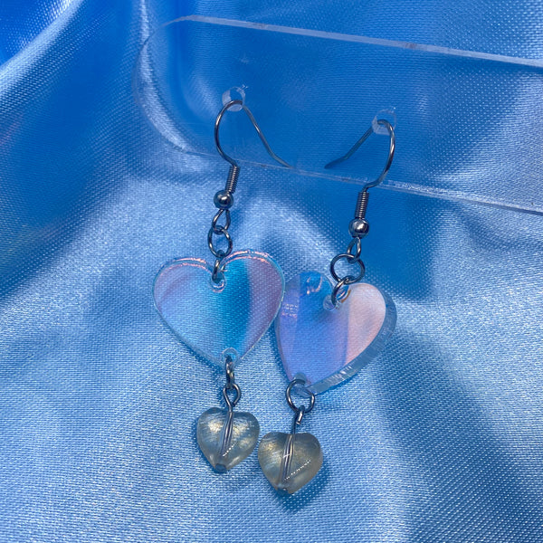 Iridescent Heart Earrings - 10 colours