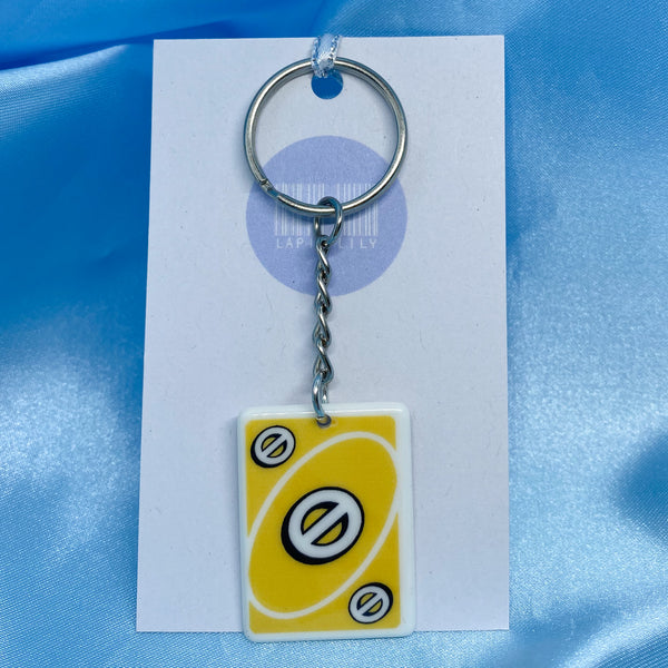 Yellow uno skip keychain