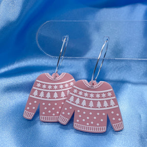 Christmas Acrylic Sweater Hoop Earrings