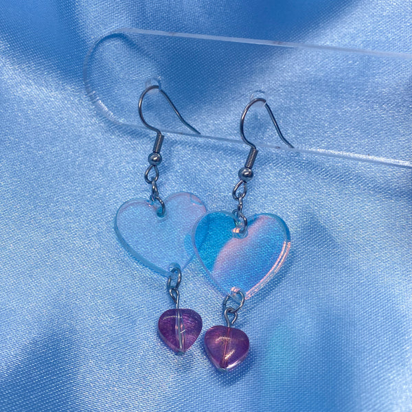 Iridescent Heart Earrings - 10 colours