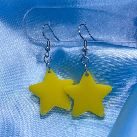Acrylic Star Earrings - Yellow