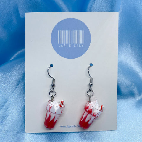 Strawberry sundae resin earrings with stainless steel earring hooks, clip ons, s925 sterling silver earring hooks