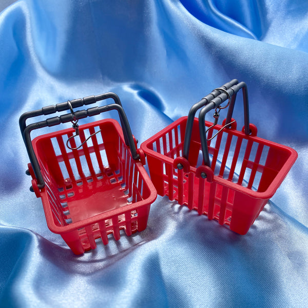 Shopping Basket Earrings - Red