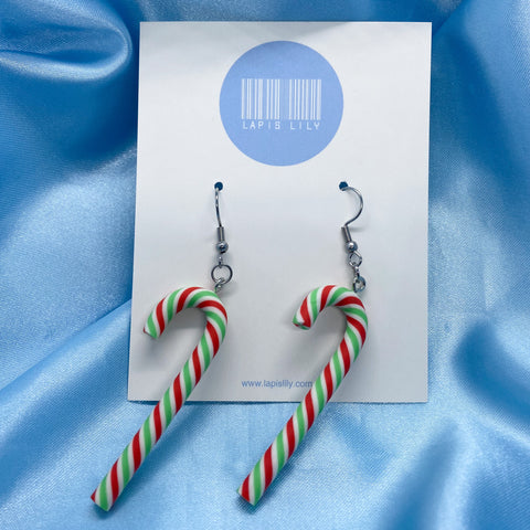 Christmas Candy Cane Earrings - Spearmint