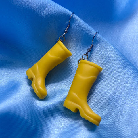Yellow Rubber Boot Earrings