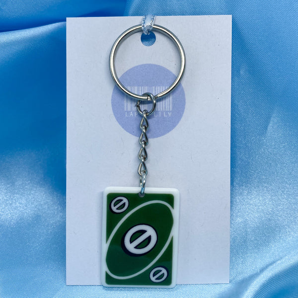 Green uno skip keychain