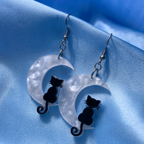 Moon Cat Earrings